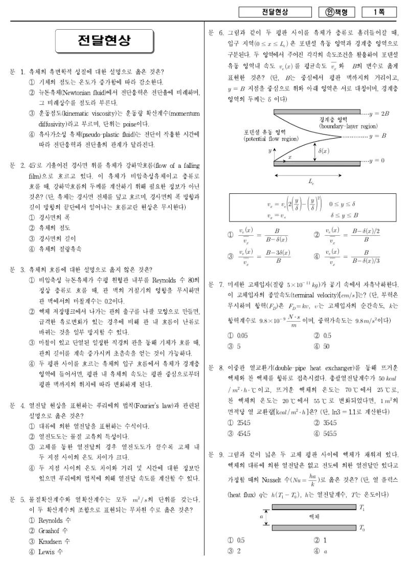 7급 국가직 전달현상 2013년 시험지 1쪽