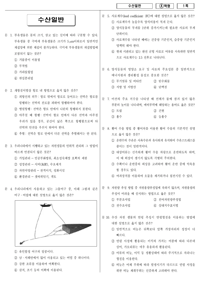 9급 지방직 수산일반 2009년 시험지 1쪽