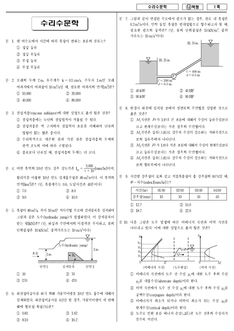 7급 국가직 수리수문학 2018년 시험지 1쪽