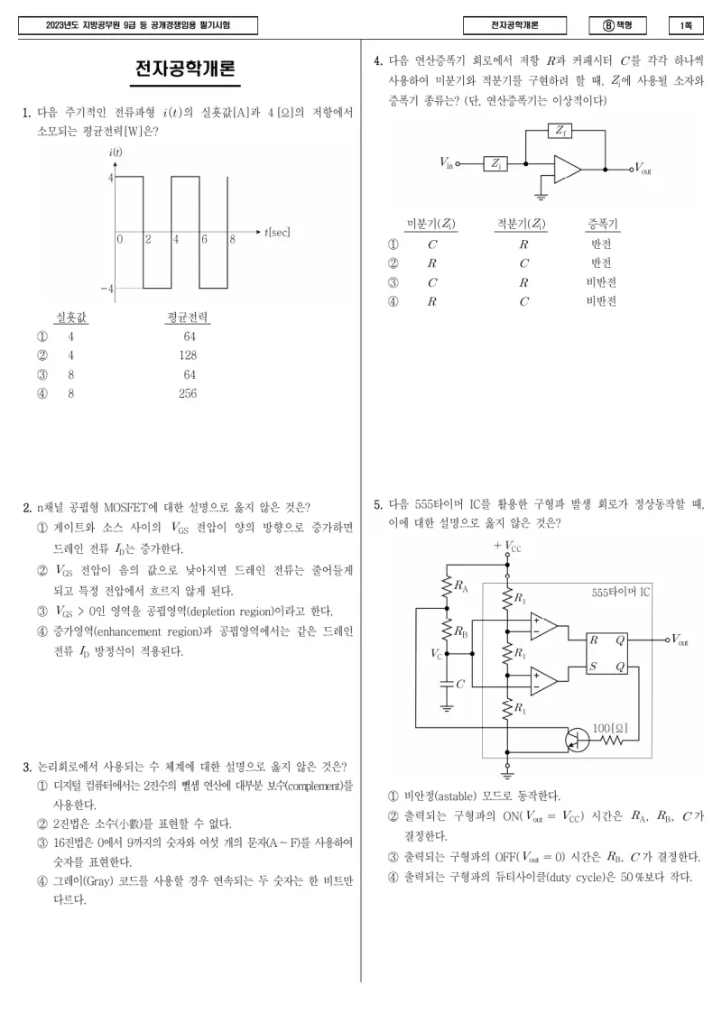 9급 지방직 전자공학개론 2023년 시험지 1쪽