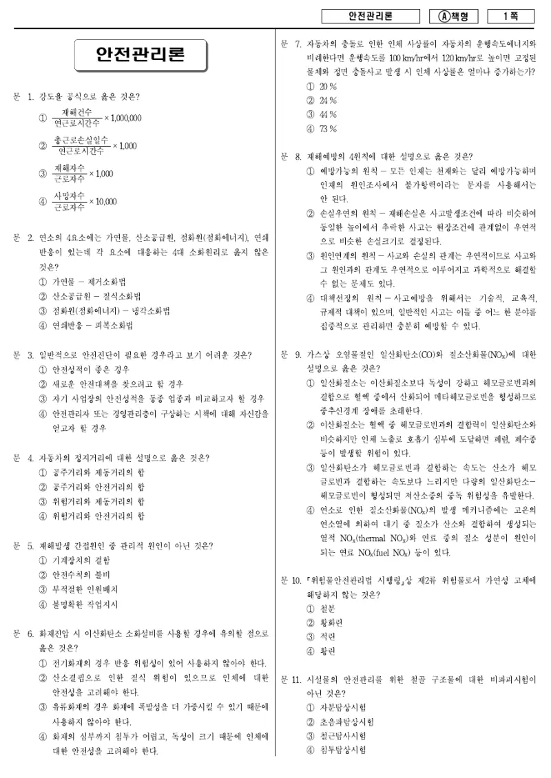 9급 지방직 안전관리론 2015년 시험지 1쪽
